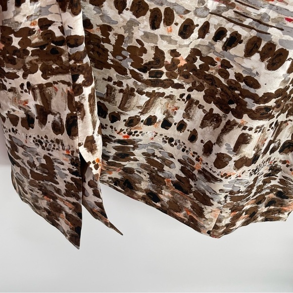 Chico's Women's Brown Multi-Color Silk Jacket Size 2 (L) Lightweight Lined - Picture 8 of 9